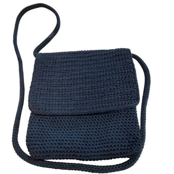 The Sak Crocheted Woven Crossbody Small Bag Black Boho Shoulder Purse Handbag - Picture 1 of 5